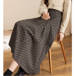 チェック柄 ボックスプリーツスカート W01100