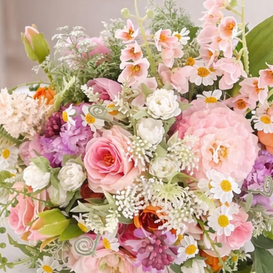 光触媒フラワー】牡丹と薔薇の幸福アレンジ 〜幸せを呼ぶ鈴蘭と野花の