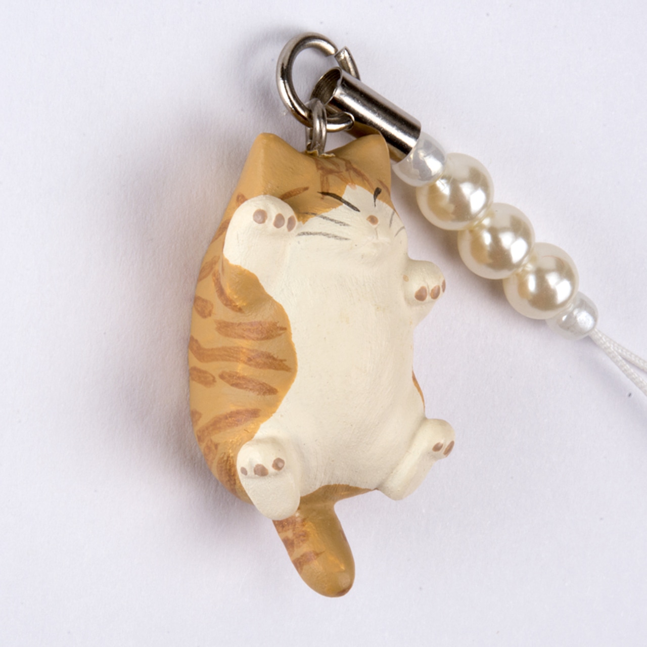 ペットラバーズ 猫どん でぶ猫 茶トラ白 ビーズ ストラップ N-2302