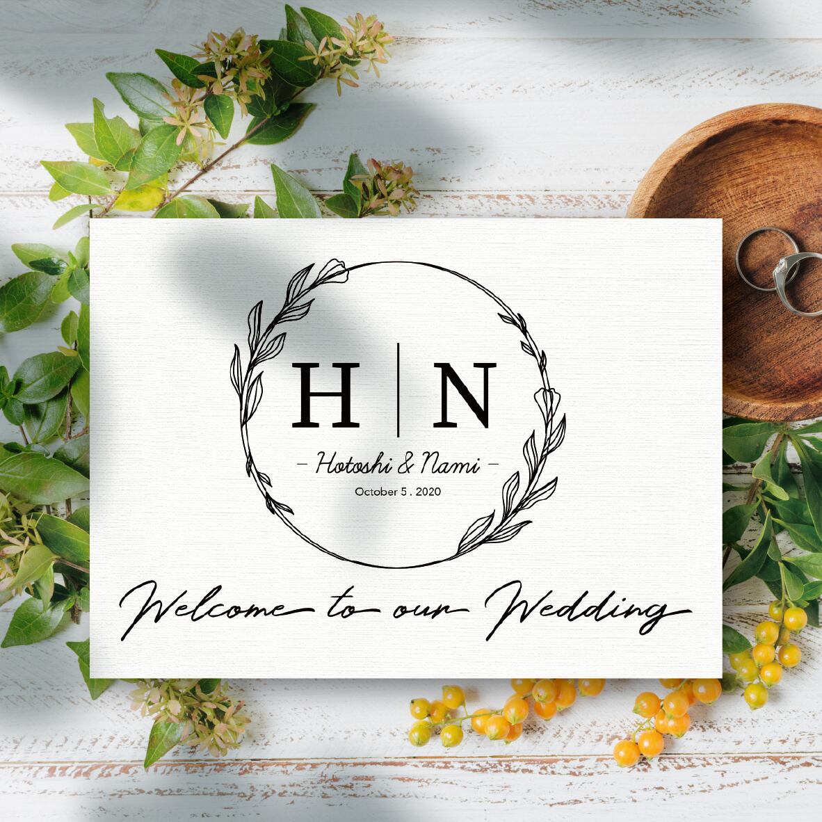 ウェルカムボード 「モノグラム アイボリー」イニシャル でつくる