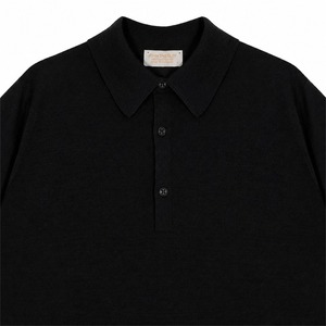 ★定価101,200円・新品未使用★ジョンスメドレー ZANDER ザンダー 至高のシルク×カシミヤ ニットポロシャツ ノワール　サイズS, M