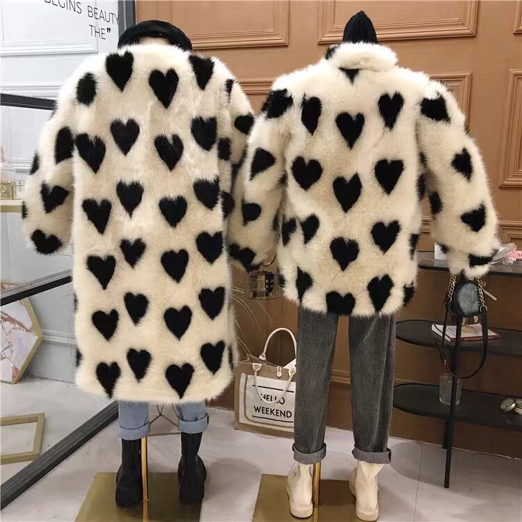2デザイン】ハート ファー コート アウター ジャケット 白