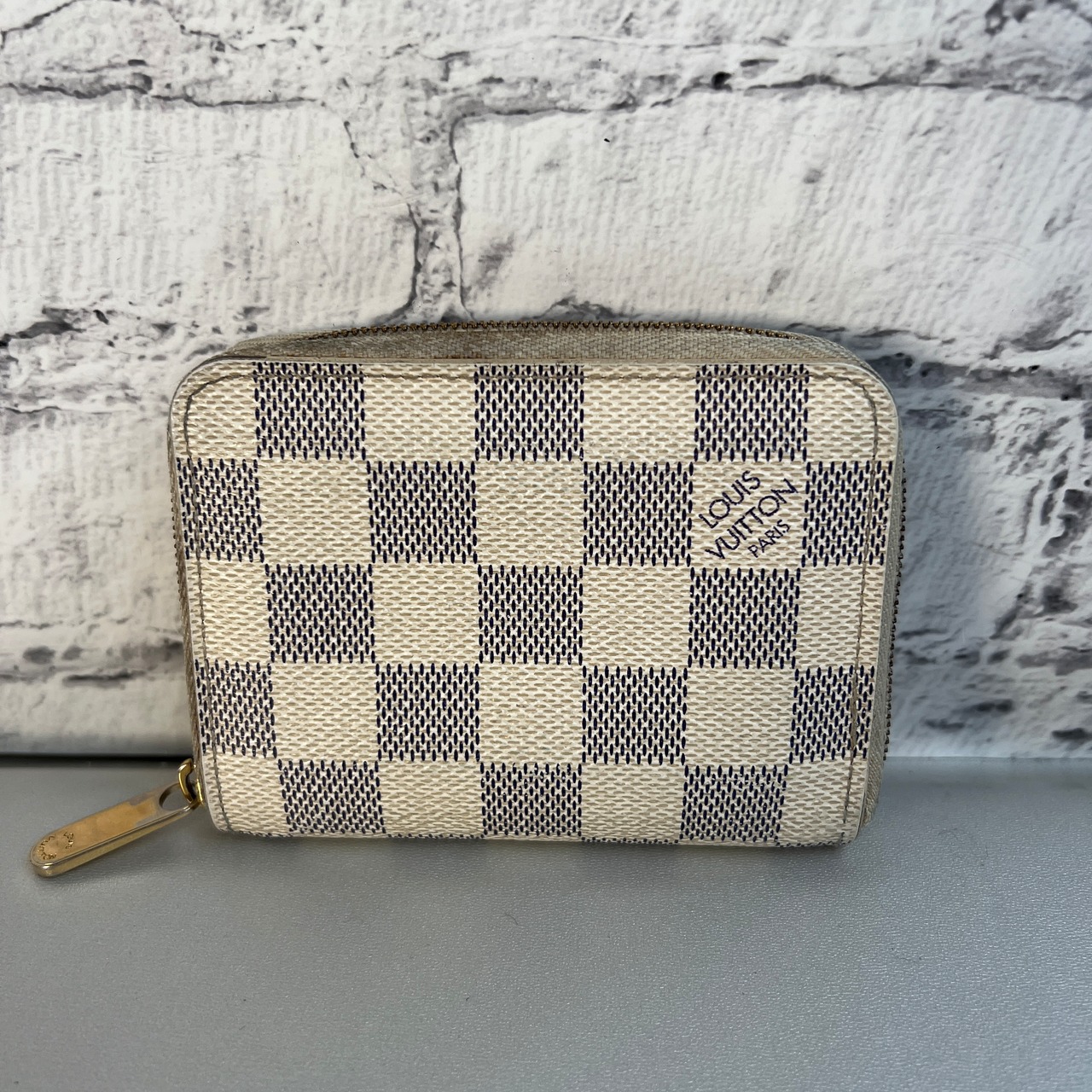 LOUIS VUITTON ルイヴィトン ダミエ アズール   レザー コインケース ホワイト A-9317