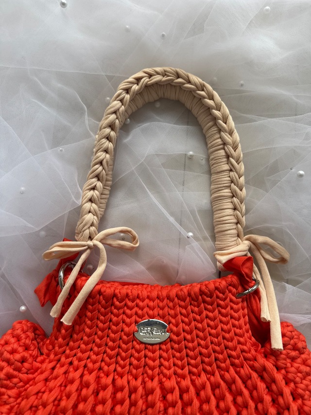 accordion small / tangerine×light beige