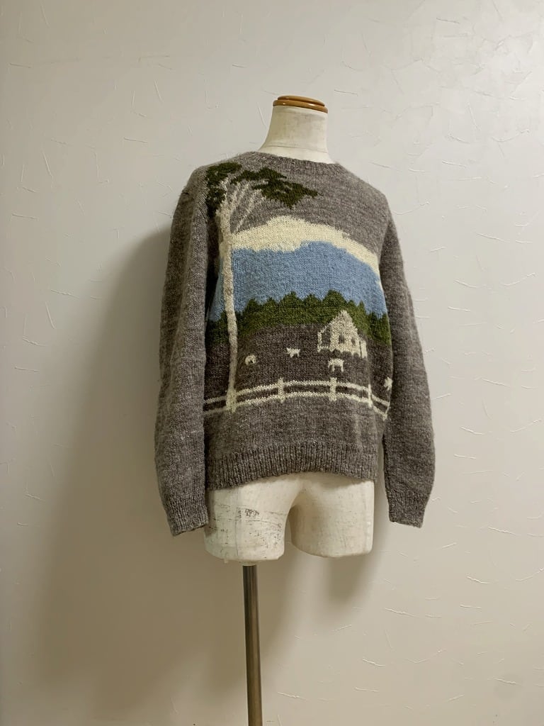 1970~80's Knitting Design Crew Neck Sweater