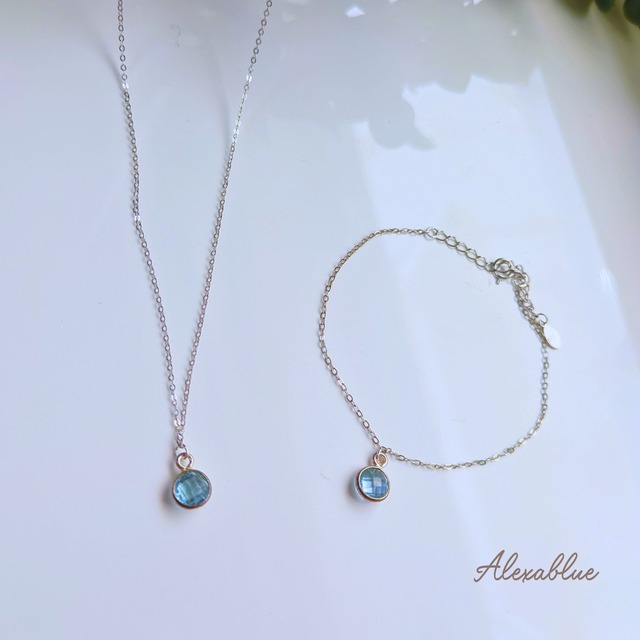 スカイブルートパーズ ネックレス＆ブレスレット セット｜S925シルバー 天然石ジュエリー 大人上品 ギフト 11月誕生石アクセサリー