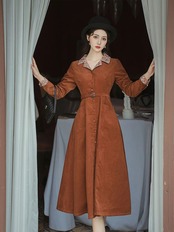 【0112】Waist Belt Retro Long Sleeve Dress