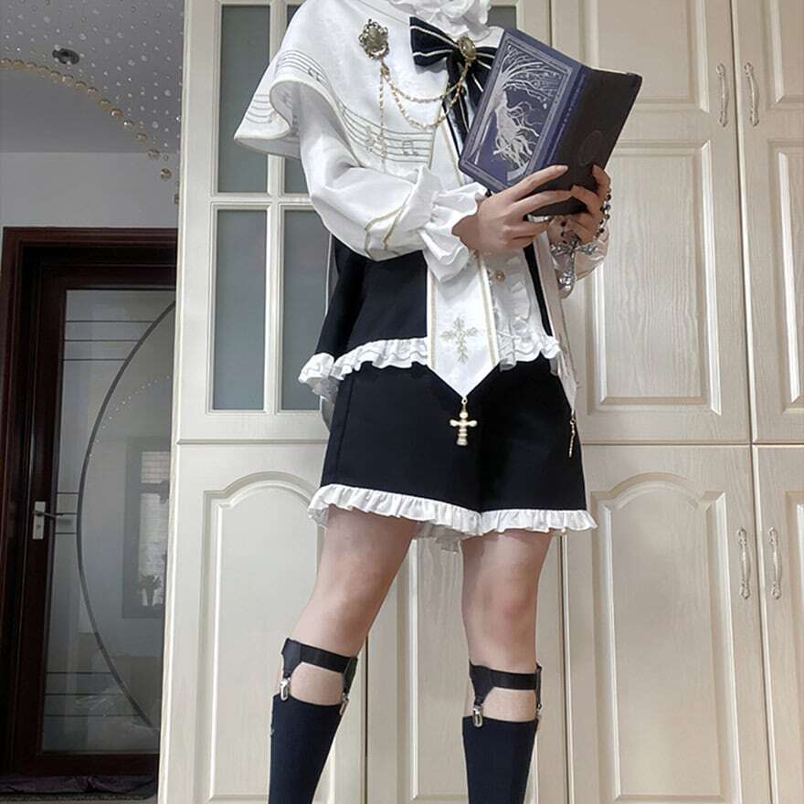 【XLサイズ】コスプレ衣装 皇子系 王子スタイル ゴスロリ ゴシックセットアップ 皇子系 王子系 少年装 prince ブラック セットアップ トップス