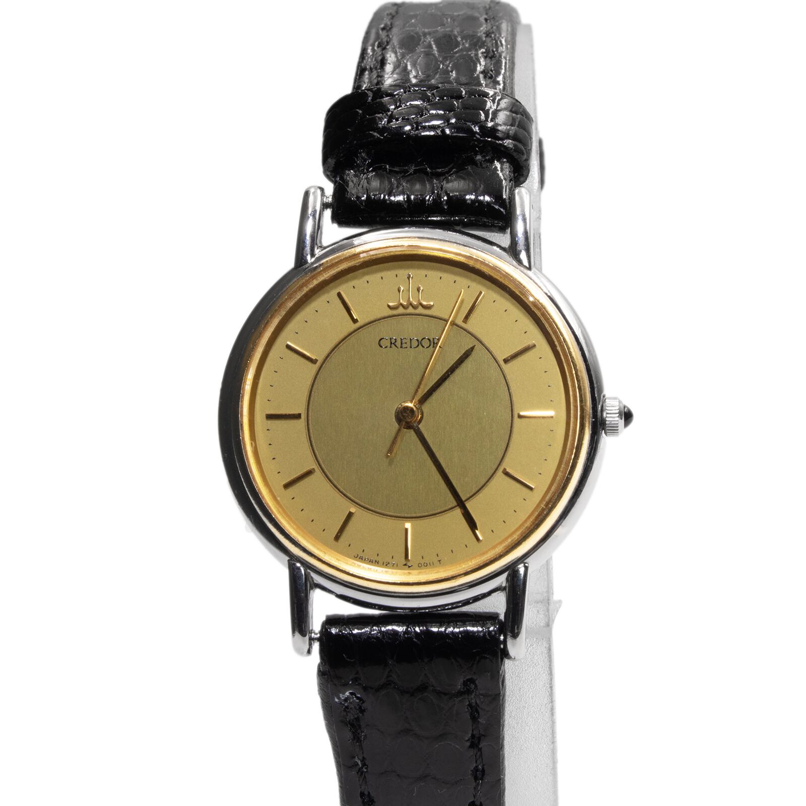 1円 セイコー QZ クレドール 1271-0011 SS×18K ゴールド文字盤