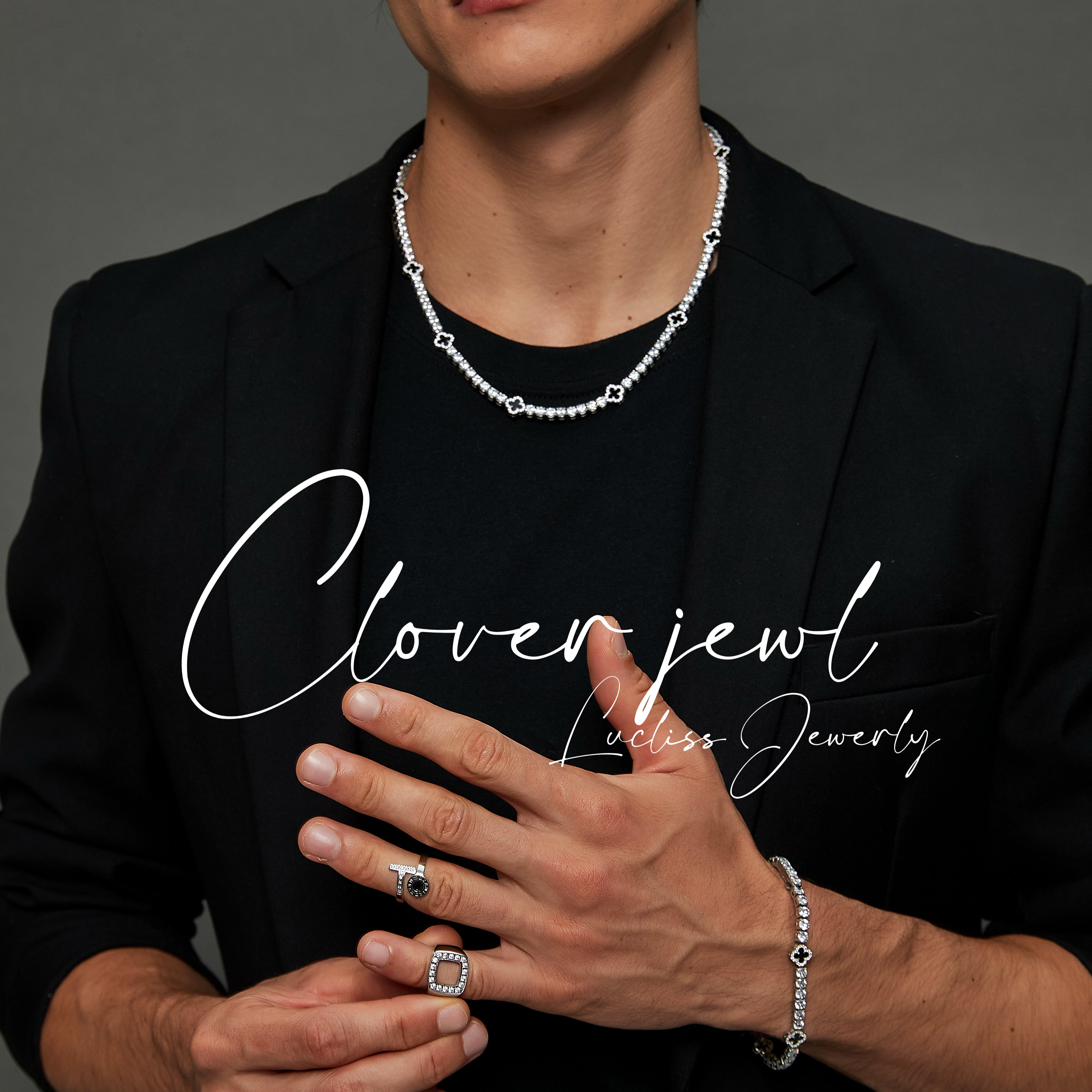 316L Black clover tennis necklace 【シルバー】 | ✯Lucliss Jewelry✯