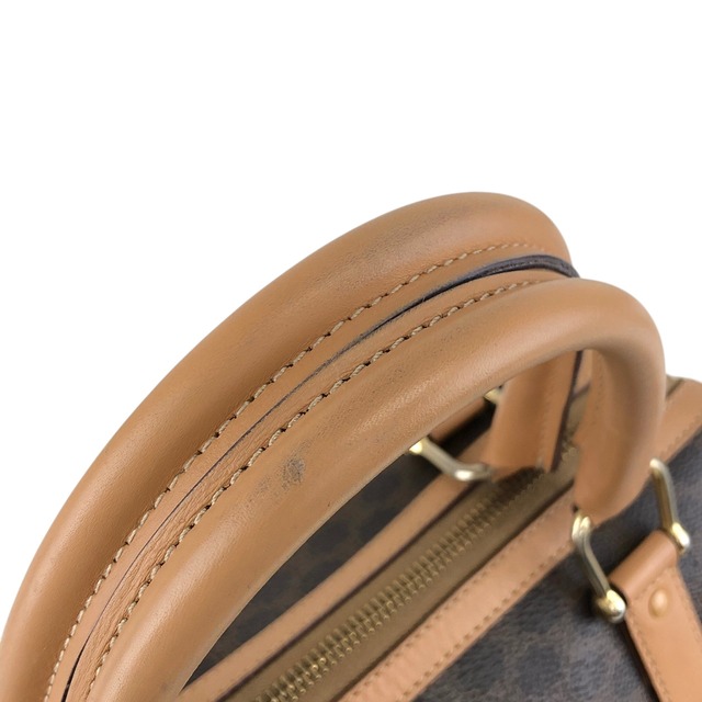 CELINE セリーヌ マカダム ハンドバッグ ブラウン PVC レザー ボストン  vintage ヴィンテージ オールド 2iu55c