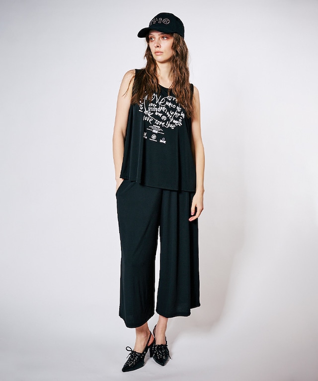 COOLAハートスクリブルプリントTOPS&パンツ (BLACK)　CQ-48145