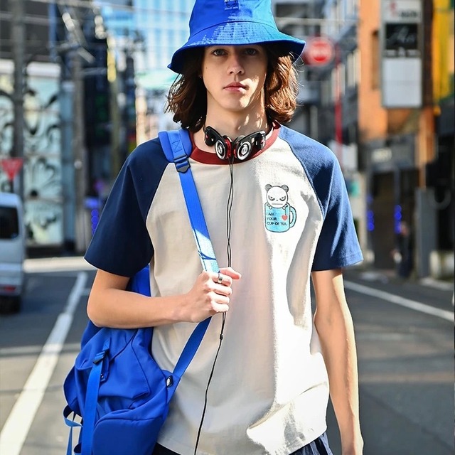 SALE【HIPANDA ハイパンダ】メンズ ティーカップ プリント Tシャツ MEN'S CUP OF TEA PRINT SHORT SLEEVED T-SHIRT / BEIGE