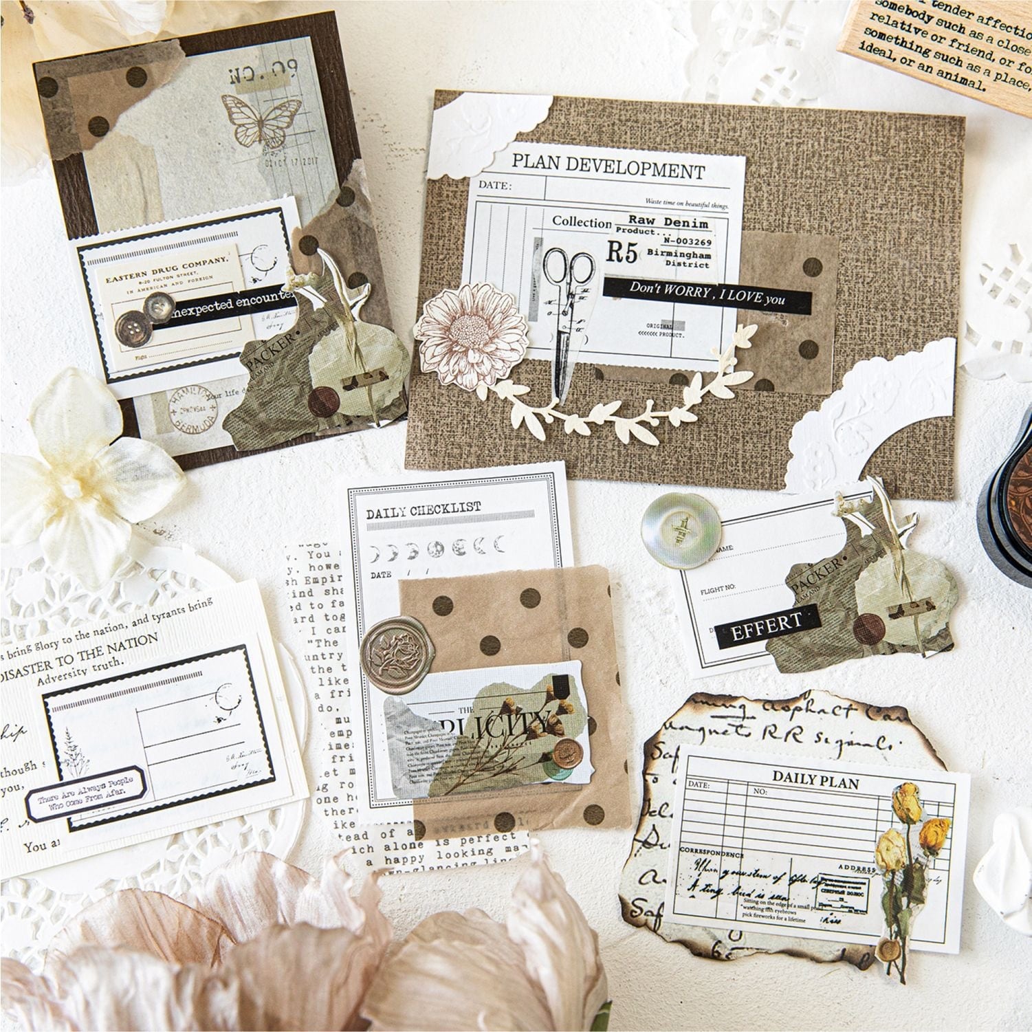 コラージュ素材 メモ PETテープ 和紙テープ ロールシール 豆本等  