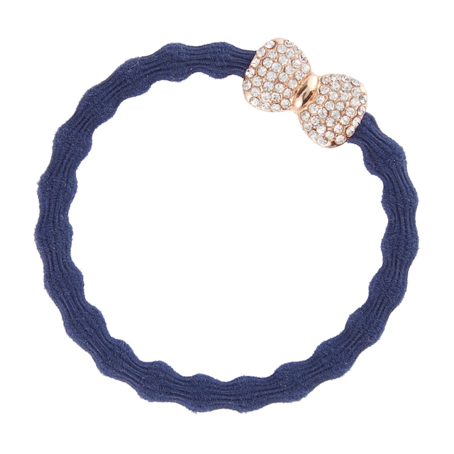 Silver Diamante Bow Navy Blue_20-2-002