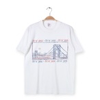 90s NEW YORK USA製 ヴィンテージTシャツ 風景 ニューヨーク イラスト ホワイト ジャージーズ メンズM 古着 @BZ0429
