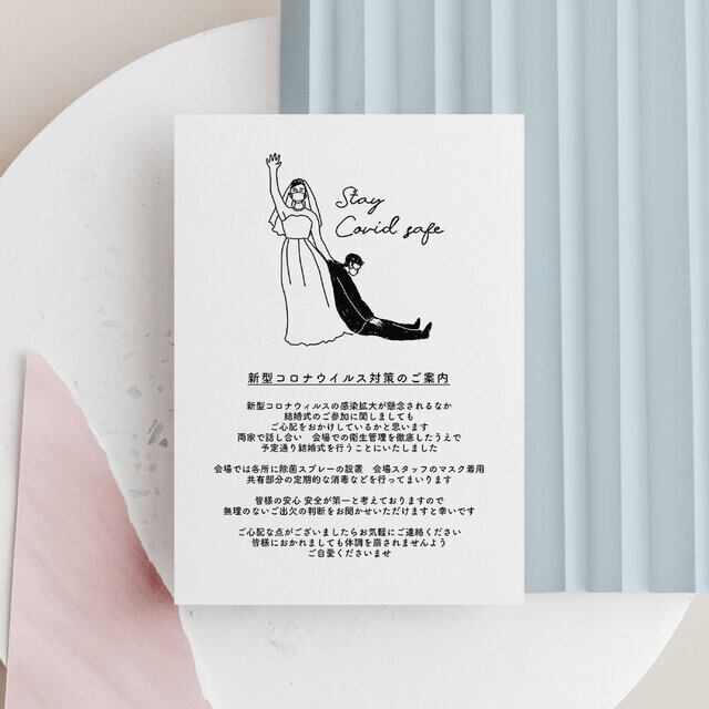 結婚式 コロナウイルス感染対策ご案内カード 84円~/部 ユニーク  DIY 