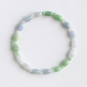 翡翠のグラデーションカラーが美しい　透明〜紫〜緑 グラデーションナツメ ブレスレット A貨翡翠 jd_br1056