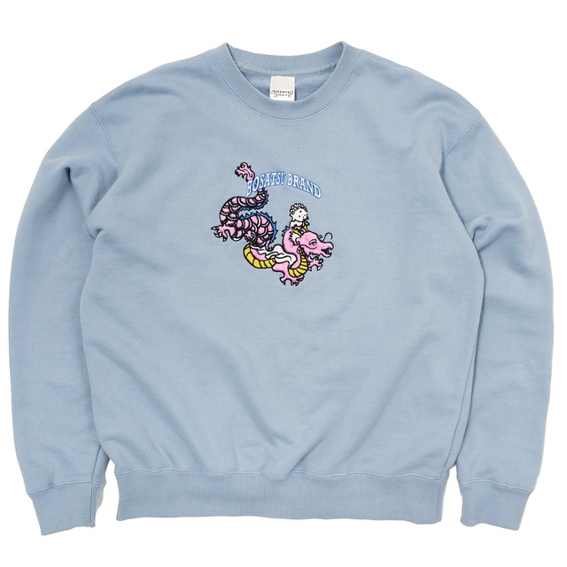 龍神とBUDDHA (刺繍)  仏像 トレーナー 水色 10.0oz