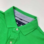 TOMMY HILFIGER トミーヒルフィガー CUSTOM FIT 鹿の子 半袖 ポロシャツ L/G /グリーン メンズ