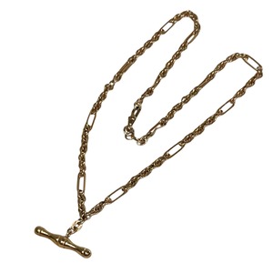 vintage 9ct gold fancy link chain necklace with T-bar