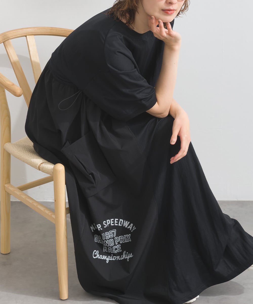 K261086 【接触冷感シリーズ】 カノコ異素材切替ワンピース / Cool
