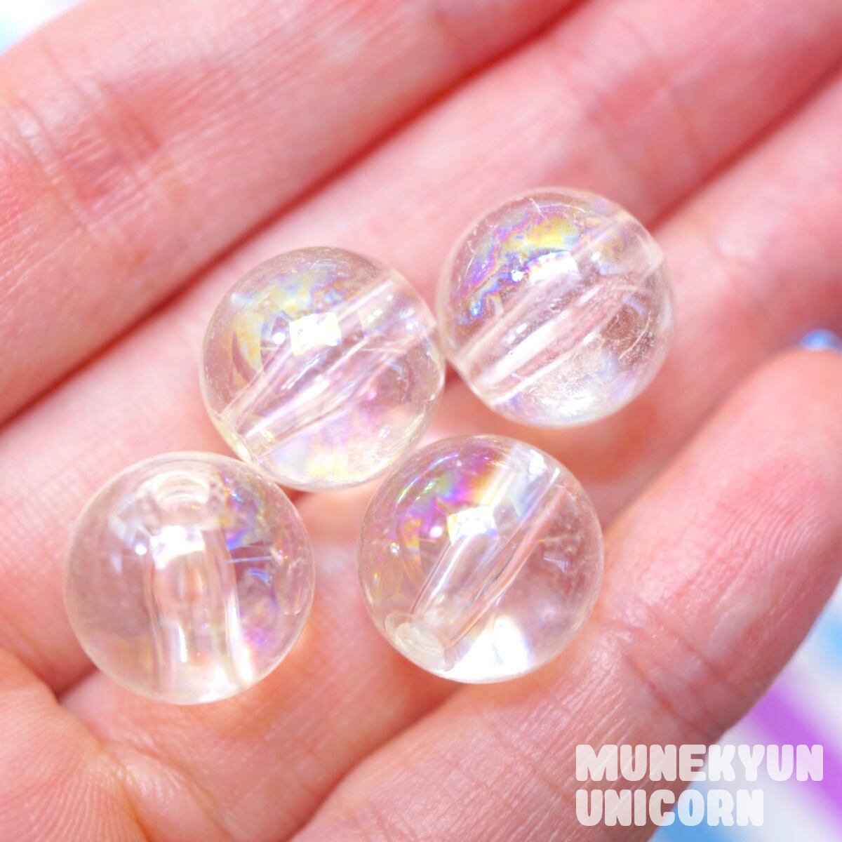 394-14mm【14個】14mm オーロラ クリア ビーズ | デコパーツとビーズ