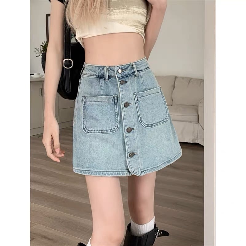 フロントボタン デニムミニ丈スカート G104CSK0030 | liberal style