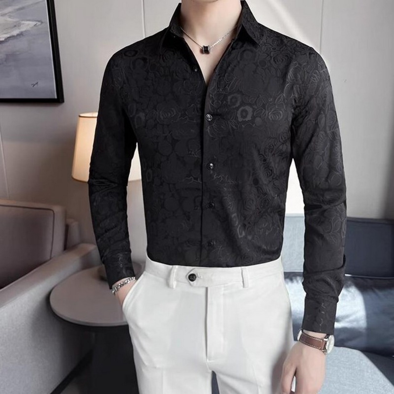 slim fashion printed shirt tops 00255