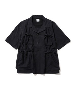 Sasquatchfabrix../23SS-SY5-001 DRAWSTRING PK H/S BUSH SHIRT(BLACK)