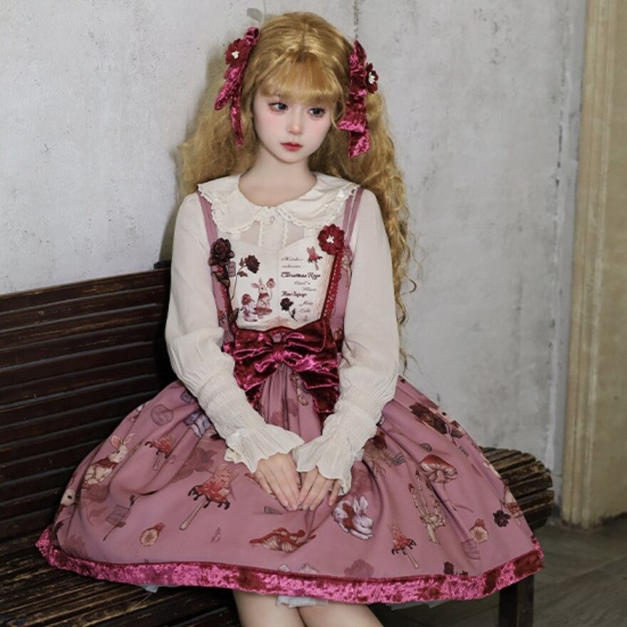 甘ロリ ワンピース メルヘンチィック うさぎプリント かわいい