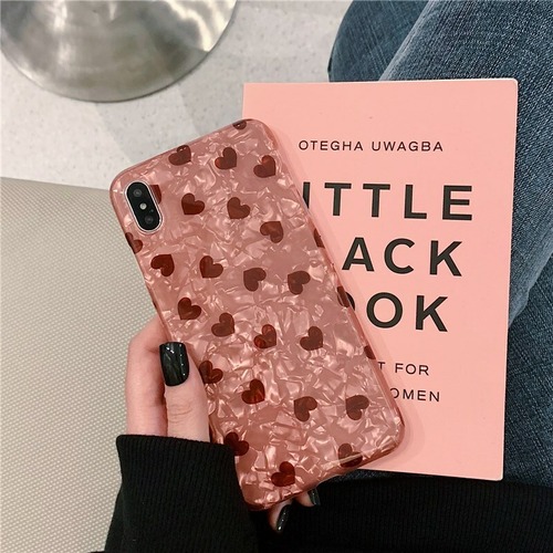 真珠層 iphone8/XSケース キラキラ 可愛い ミニハート ソフト