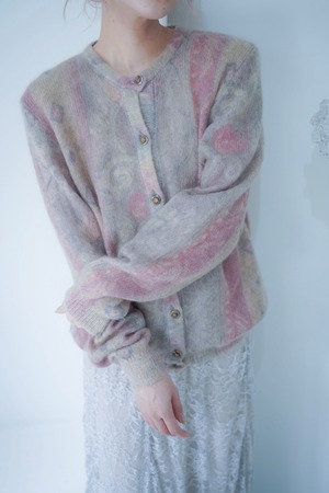 marble pattern knit cardigan