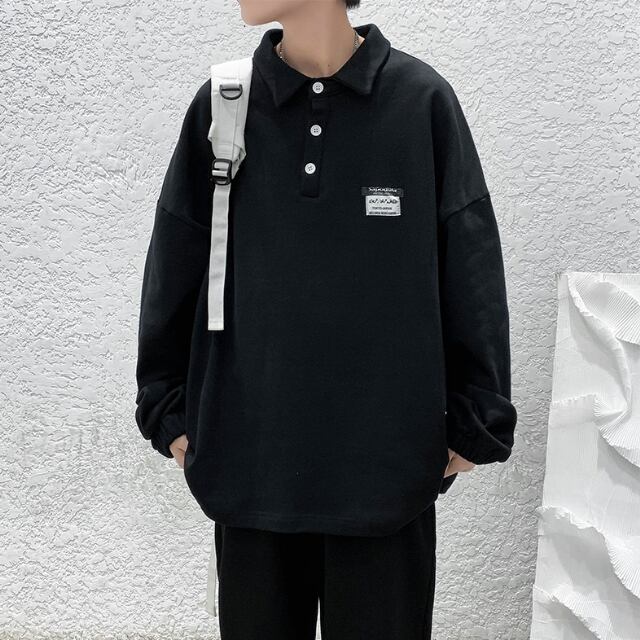 予約販売】メンズ セットアップ 上下 長袖ポロシャツ タグデザイン