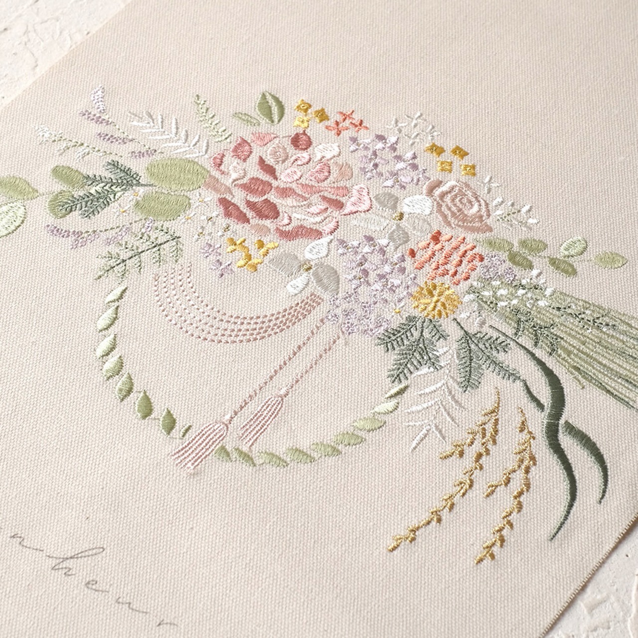 NY刺繍タペストリー　しめ飾り／門松 Lサイズ