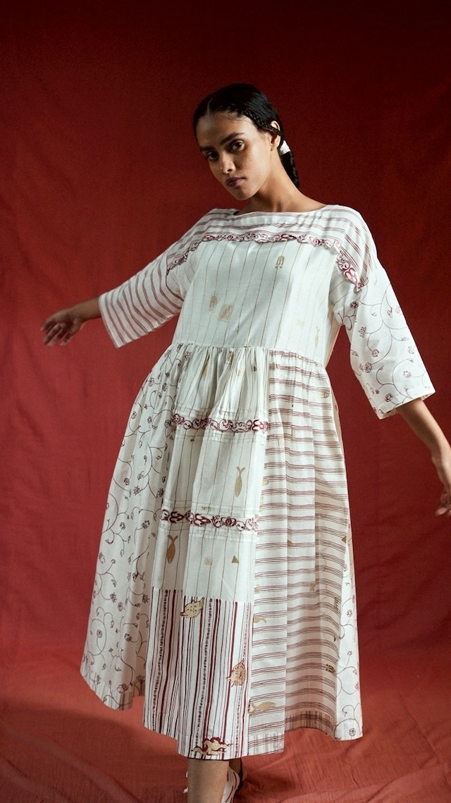 AHMEV YUNI PATCH DRESS + SLIP AHM/SS26/022-A