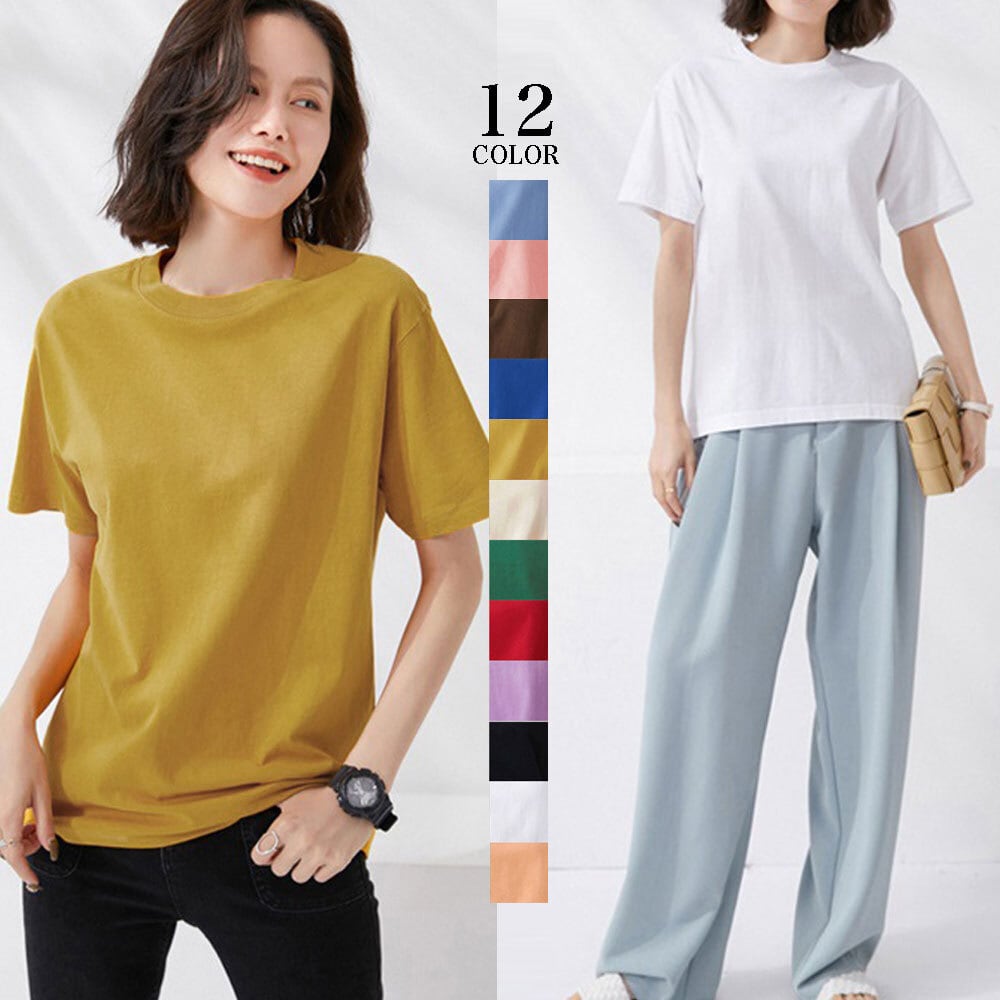 半袖 ロング Tシャツ レディース 春夏秋 トップス インナー 大人 かわいい シンプル おしゃれ カジュアル ロンT 大人可愛い 大人女子