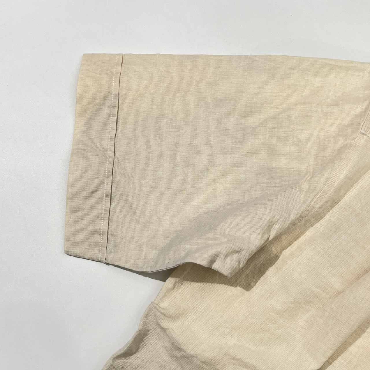 VAGIIE バジエ キャラ刺繍入り コットン&リネン ボタンダウン BD 半袖 シャツ 46 /ベージュ系/日本製