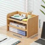 デスク収納 デスクオーガナイザー ３段 オフィス用品 A4収納可 小物収納 木製 幅34cm おしゃれ 北欧