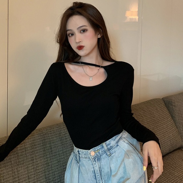 スリムTシャツ シャツ オータムトップス ロング 秋物 ガールズファッション32351144345