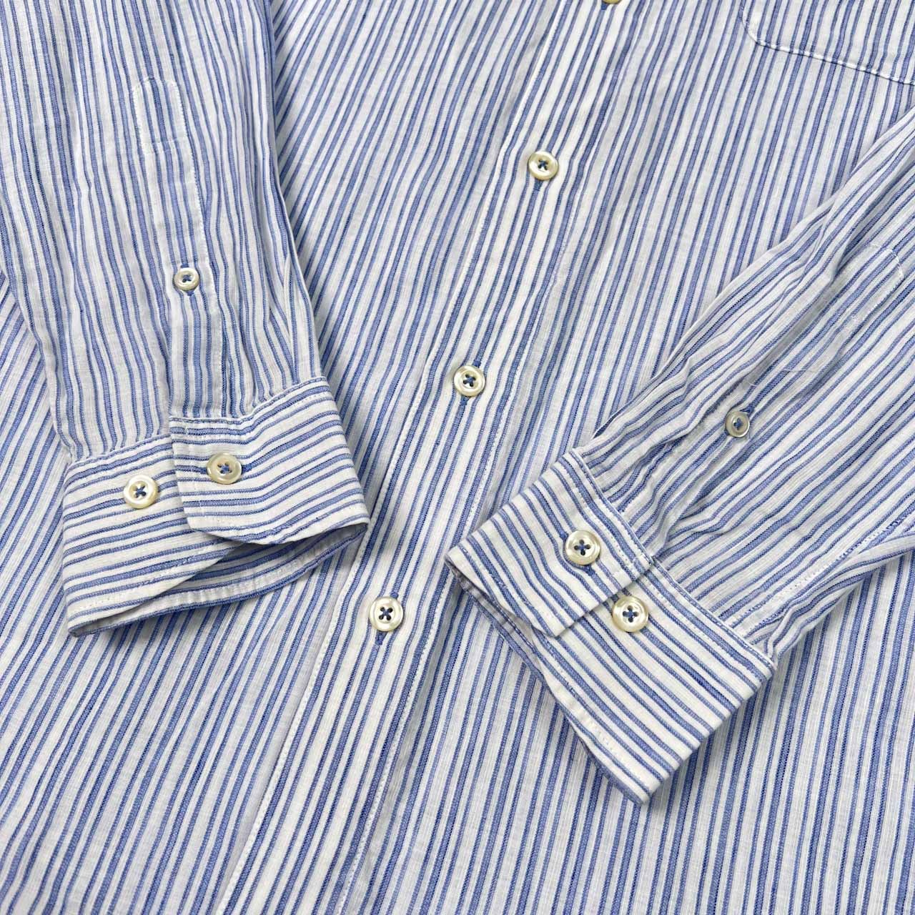 ARAMIS アラミス ストライプ柄 リネン&コットン 長袖シャツ サイズ M /メンズ/薄手/ホワイト×ネイビー系
