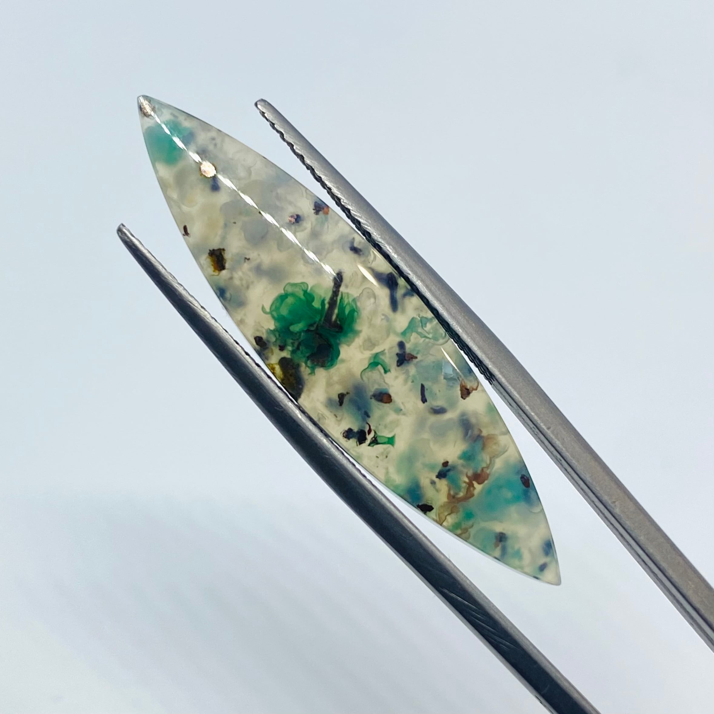 水中花　クリソコラ、自然銅入りアゲート