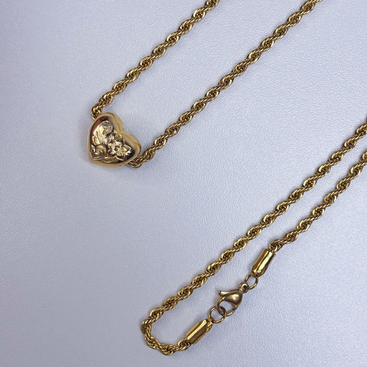 チャンキーハートネックレス(細)