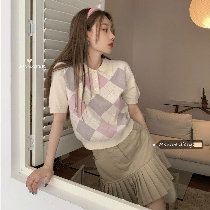 スタイルショートセーター トップス サマースタンダードカラー薄手ジャケット レトロ 夏物 モンロー7284873170