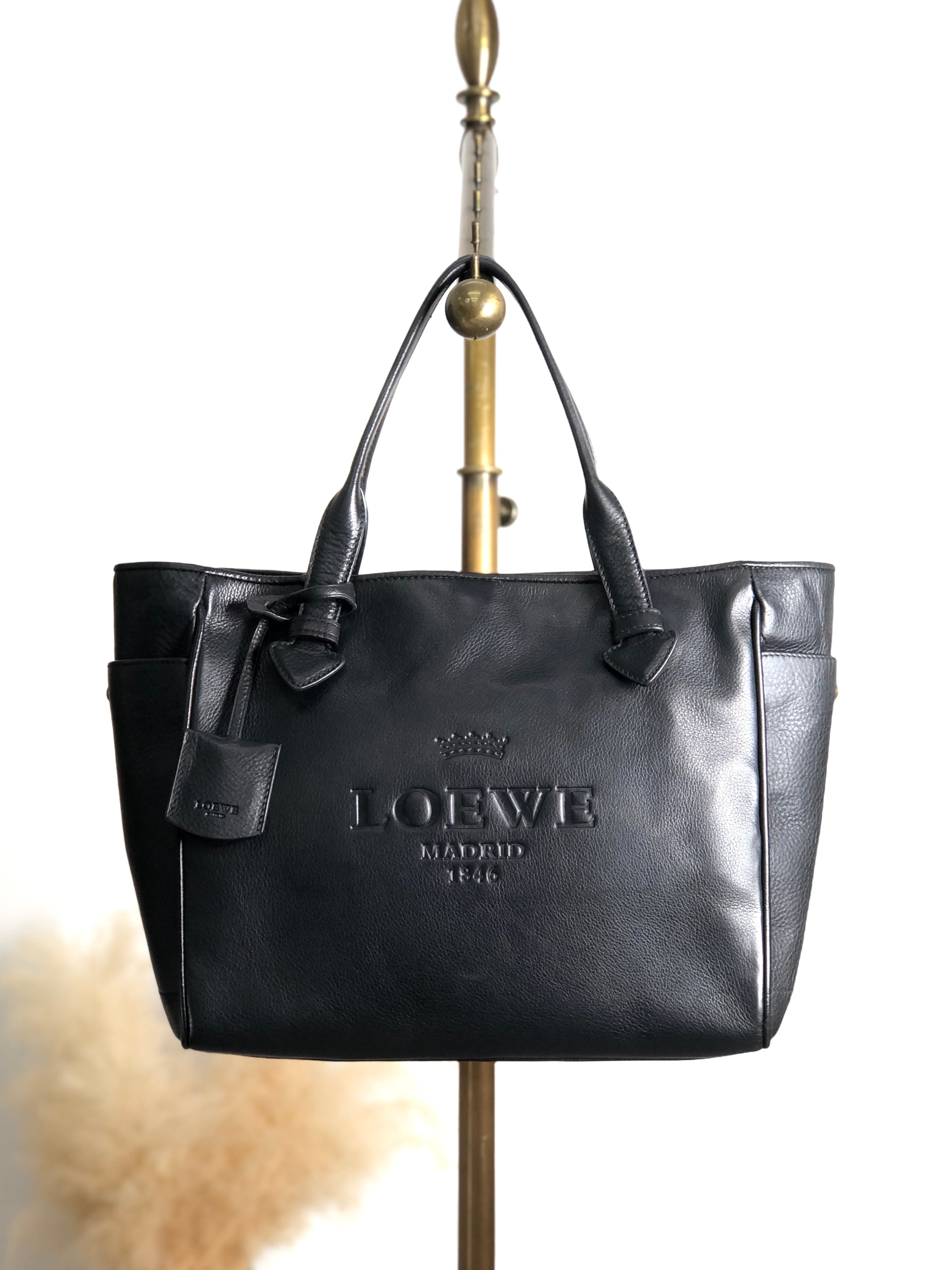 LOEWE ロエベ ヘリテージ トートバッグ ブラック ロゴ レザー vintage ヴィンテージ オールド sfdiue