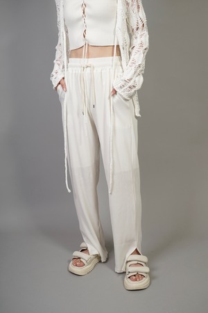 WAFFLE SLIT EASY PANTS (WHITE) 2207-53-7