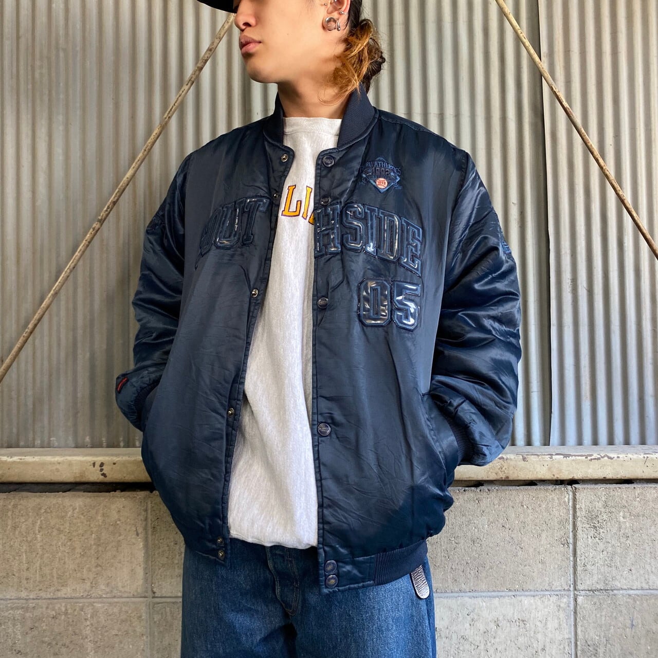 90年代 ビンテージ FUBU フブ ナイロンスタジャン メンズL相当 古着 90s ヴィンテージ ネイビー 紺色  ワッペン【ナイロンジャケット】【AL2109】 | cave 古着屋【公式】古着通販サイト