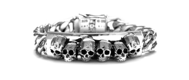 Chris James Catacomb Skulls Bracelet with Black Diamond Eyes & Black Diamond Links with Diamond Centers SofferAri ソファーアリ日本代理店　Axl Rose アクセルローズ着用 Guns N' Roses　ガンズ・アンド・ローゼズ