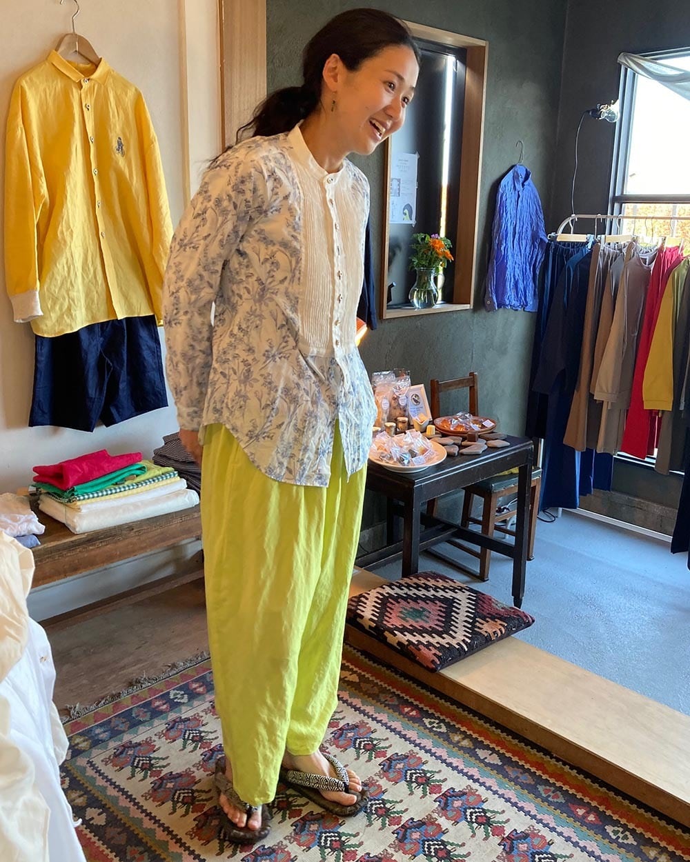 リネン／レーヨン ソフトサルエルパンツ | NAVY-YARD