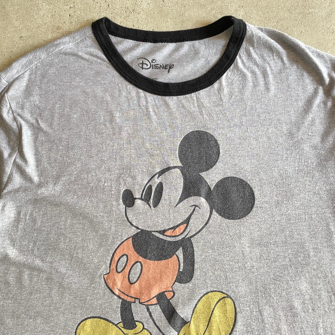 ディズニー ミッキーマウス リンガー　プリント Tシャツ USA製　サイズM